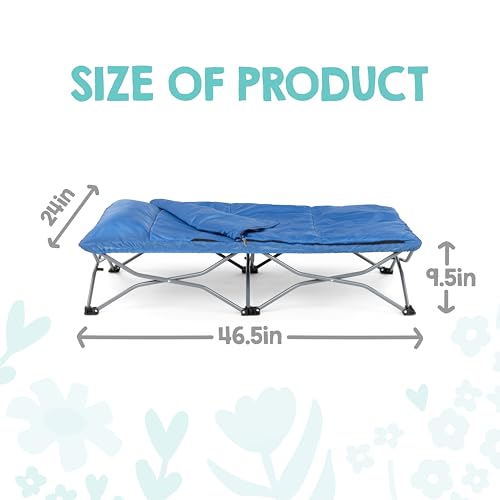 Regalo My Cot Deluxe Portable Toddler Bed, Indoor/Outdoor Kids Nap Cot with Sleeping Bag & Pillow, Lightweight Folding Travel Design for Home, Daycare