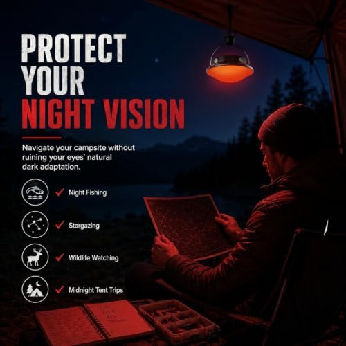 Rechargeable Tent Light, Hanging LED Canopy Light for Camping & RV | 500 lumens, dimmable + red mode, magnetic + angle-adjustable, USB-C fast