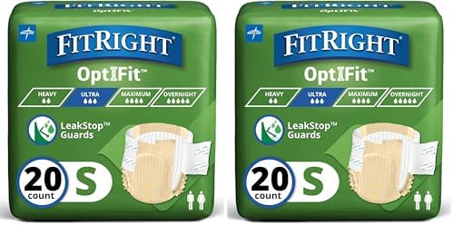 FitRight Ultra Adult Diapers, Disposable Incontinence Briefs, Leak-Proof Diaper, Absorbent Briefs For Men and Women, Maximum Protection, Medium, 32 – 44 in, 20 briefs per bag
