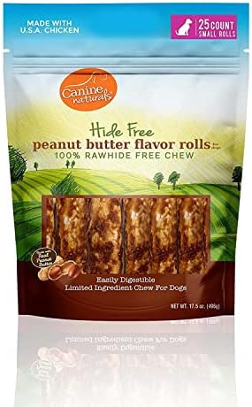 Canine Naturals Rawhide Free Chicken Recipe Dog Chews, Mini Rolls, 6 Count