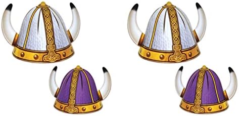 Beistle 4piece Reversible Paper Viking Helmets for Medieval Theme Party Supplies