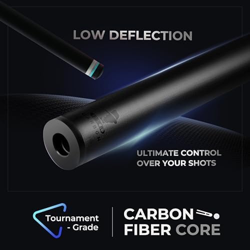 Carbon Fiber Pool Cue Stick with Case, 2pieces 58inch Low Deflection Professional Cue Stick for Billiards