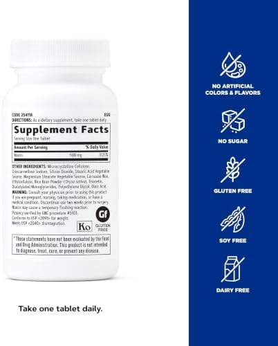 GNC Niacin 500mg Supplement, Supports Blood Vessel Health, 100 Tablets