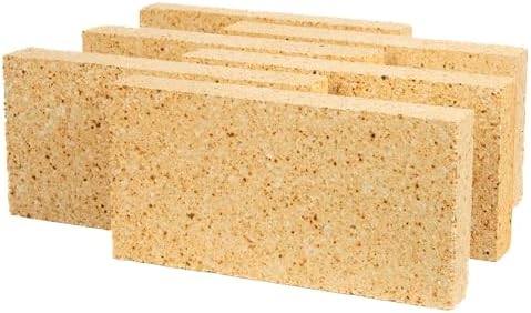 Rutland Fire Bricks, Properly Cured High Temperature FireBrick, USA-Made Residential Fire Clay Replacement for Wood Stove, Fireplace, & Pizza Oven, Size 9" x 4.5" x 1.25", 6-Pack, Tan