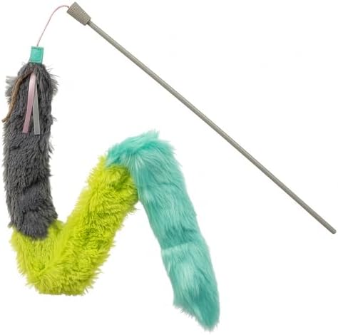 SmartyKat Frisky Flyer Feather Wand Cat Toy, Extendable Up to 24" - Blue, One Size