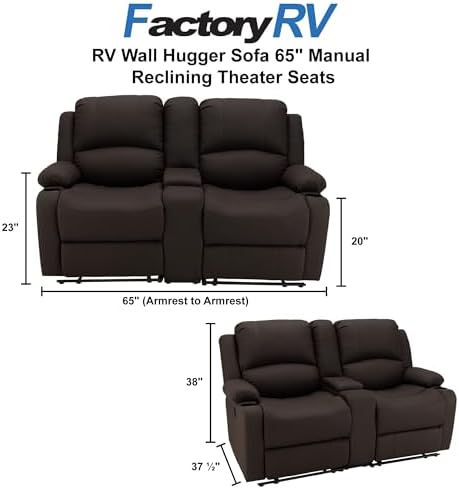 Camper Comfort 65" Wall Hugger Reclining RV (Manual, Slate)