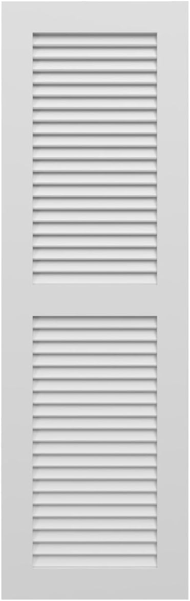 18"W x 60"H True Fit PVC Two Equal Louver Shutters, Unfinished (Per Pair - Hardware Not Included)