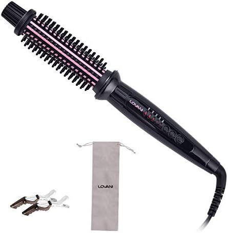 LOVANI Curling Iron Brush,Hair Curling Wand with 1 Inch Ceramic Tourmaline Ionic Barrel,Dual Voltage Instant Heat Up Travel Hair Curler