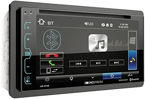 Soundstream VR-65B Double-DIN Bluetooth DVD/CD/AM/FM in-Dash Car Stereo with 6.2" Smart Sense Screen