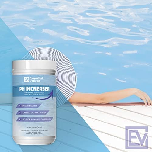 PH Increaser for Hot Tub Swimming Pools & Spa (2 LBS) - Soda Ash Powder to Get Level of Your PH Up - Fight Corrosion, Correct Acidic Water Safely