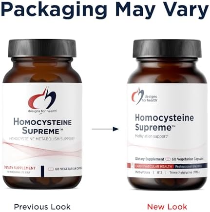 Designs for Health Homocysteine Supreme - Methylated B Vitamins with Riboflavin, B6, B12, Folate, L-Serine & TMG for Brain Support & Heart Health - Methylated Multivitamin (60 Capsules)