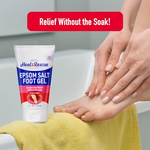 Heal&Rescue Epsom Salt Foot Gel, 4 Ounce, Soothing Relief for Painful, Tired, Aching Feet