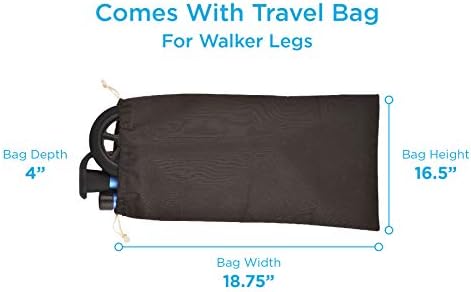 NOVA Medical Products Folding Walker with 5” Front Wheels, Glide Skis and Mobility Bag, Portable and Great for Travel, Blue