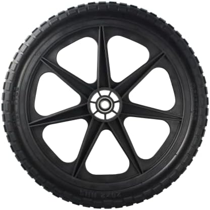 Marathon 92010-2PK Flat-Free 20" Tire and Wheel Assembly, Centered Hub, Ball Bearings, Heavy-Duty Plastic Spoked Wheel, Replacement for Rubbermaid Big Wheel and other Carts, Easy Install, 2 Pack