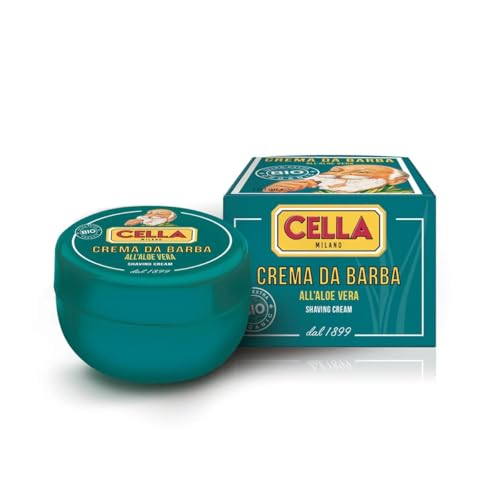 Cella Milano Bio Aloe Vera Shaving Cream Soap, 150 g Tub, Made in Italy