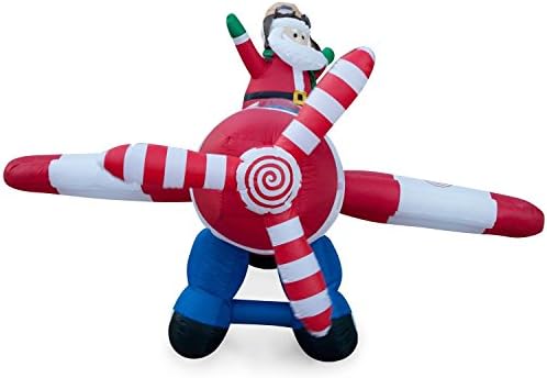 8 FT Animated Christmas Inflatable Santa Claus Flying Airplane | Outdoor Yard Blow Up Decoration, Bright LED Lights, Built-in Blower