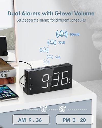 Alarm Clock with Bed Shaker, Vibrating Alarm Clock for Heavy Sleepers