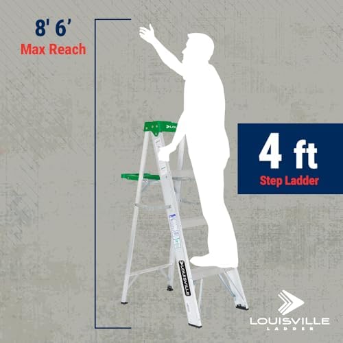 Louisville Ladder AS4006 6-Foot Aluminum Step Ladder, 225-Pound Capacity, Green, 6 Feet