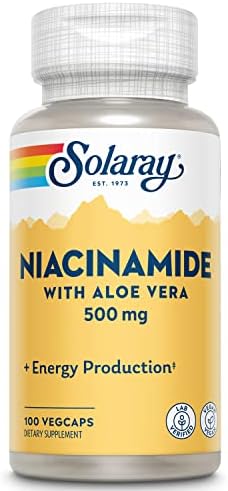 SOLARAY Niacinamide 500 mg | Vitamin B-3 | Energy Metabolism, Circulation, Nerve & Skin Health Support, 100 CT | Niacinamide Supplement