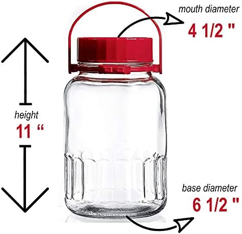 1 Gallon Glass Jar With Lid Wide Mouth Airtight Plastic Pour Spout Lids Bulk-Dry Food Storage Pickling Mason Jar Canister Raw Milk Bottle Jug