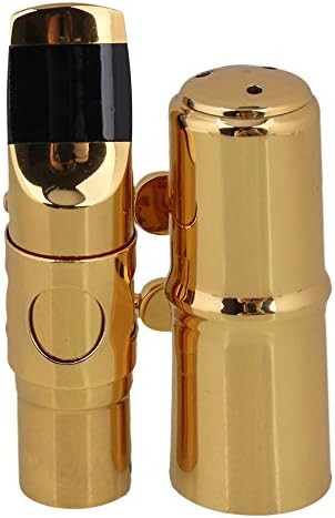 Yibuy #6 Golden Brass B-flat Soprano Saxophone Mouthpiece with Ligature Reed
