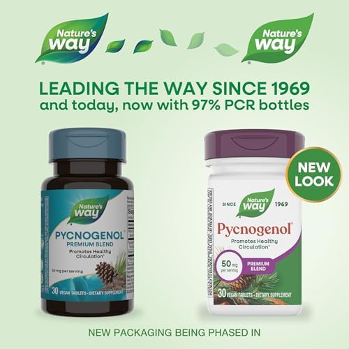 Nature's Way Pycnogenol Tablets, 50 mg per Serving, Vegan, 30 ct | Premium Blend, Promotes Healthy Circulation*, Antioxidant Support*
