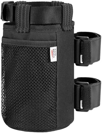 KEMIMOTO 2 Pack Cup Holder, Roll Bar Cup Holder for UTVs | Fit for Wheelchair Scooter Walker Rollator Bike Golf Cart Boat with Mesh Pockets and Sticky Straps