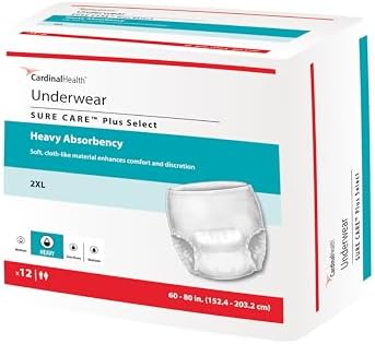 Cardinal Health™ Protective Underwear, Sure Care™ Plus, Heavy Absorbency, Large, Pull-On Adult Disposable Underwear with Tear-Away Seams