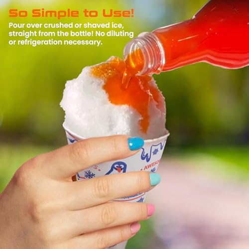 12.7oz Snow Cone Syrups (6 Pack w/Cups and Straws)