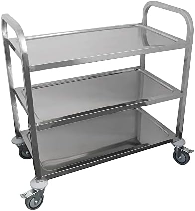 Medium 3 Shelf Heavy Duty Utility Cart on Wheels | 34 in. Long x 18 in. Wide