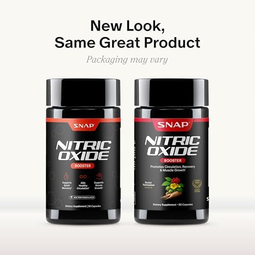Snap Supplements Nitric Oxide Booster for Men & Women, 60 Vegan Capsules