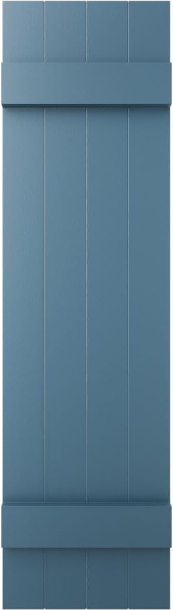 14"W x 59"H Lifetime Vinyl, Standard Four Board Joined, Board-n-Batten Shutters, w/Installation Shutter-Lok's & Matching Screws (Per Pair), Forest Green