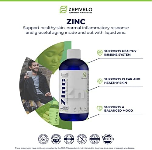Liquid Ionic Zinc Supplement – Supports Immune Health & Energy Production – Maintains Skin and Cellular Health – 3-Month Supply | Supports