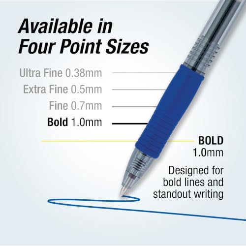 PILOT G2 Premium Rolling Ball Gel Pens, 1.0 mm, Black Ink, 4-Pack