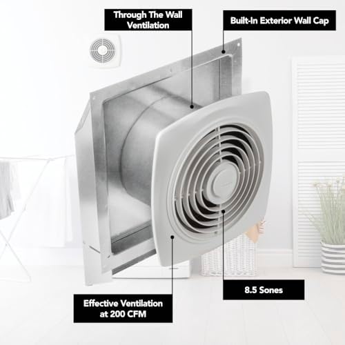 Broan-NuTone 509 Through-the-Wall Ventilation Fan White Cover, 200 CFM, 8.5 Sones, 8"