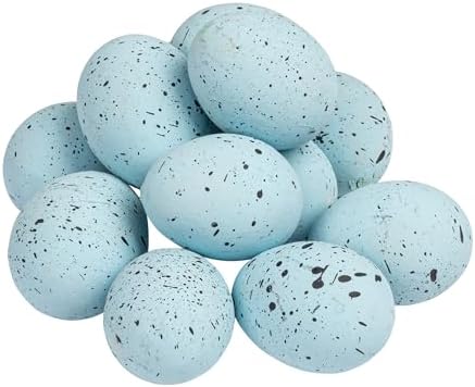 Creative Co-Op Boxed Set of 12 Blue Speckled Ceramic Robin Eggs