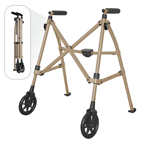Stander Space Saver Walker Short, Lightweight Folding Rolling Mobility Aid for Juniors & Petite Adults