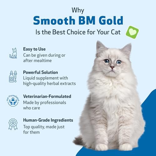 Pet Wellbeing Smooth BM Gold for Cats - Gentle Constipation Relief for Felines - Natural Herbal Supplement 2 oz (59 ml) | NASC Certified & Vet-Formulated Liquid Digestive Supplement with Triphala for Healthy Bowel Movements & Stool Consistency