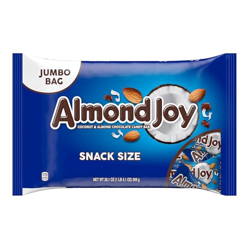 ALMOND JOY Coconut and Almond Chocolate Snack Size, Candy Bars, 0.6 oz (8 Count)
