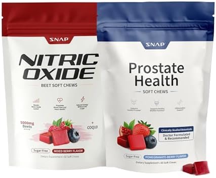 Snap Supplements Prostate Health + Nitric Oxide Bundle, 60 Soft Chews Each | Plant Sterols