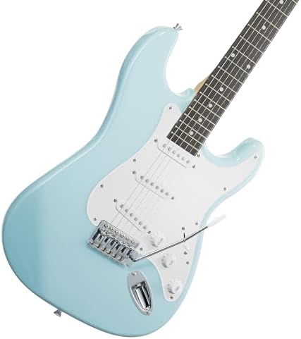 Ashthorpe 39-Inch Electric Guitar (Blue-Black), Full-Size Guitar Kit with Padded Gig Bag, Tremolo Bar, Strap, Strings, Cable, Cloth, Picks