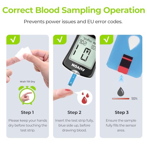 AUVON Blood Glucose Monitor Kit for Accurate Test, 50 Strips, No Coding