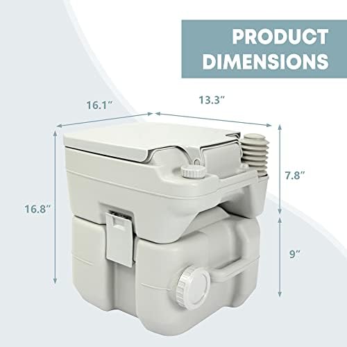5.3 Gallon Porta Potty Travel Portable Camping Toilet for RV, Boating, Road Trips, Caravan, Campsite, Hospital(20L Gray)