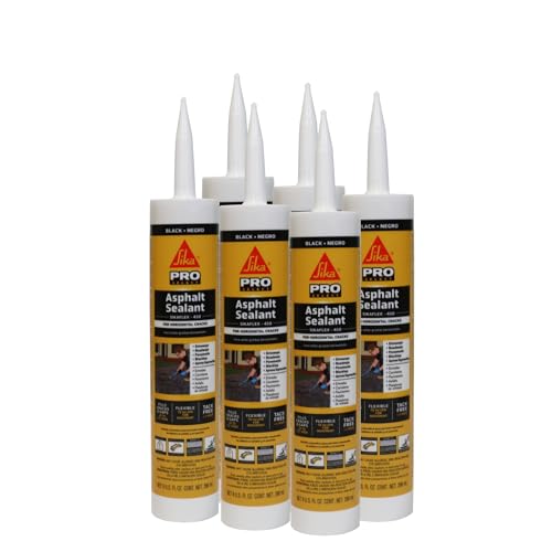 SIKA Sikaflex-410 Asphalt Sealant, Black, Self-Leveling Hybrid Sealant for Filling Cracks in Asphalt Driveways, Roadways