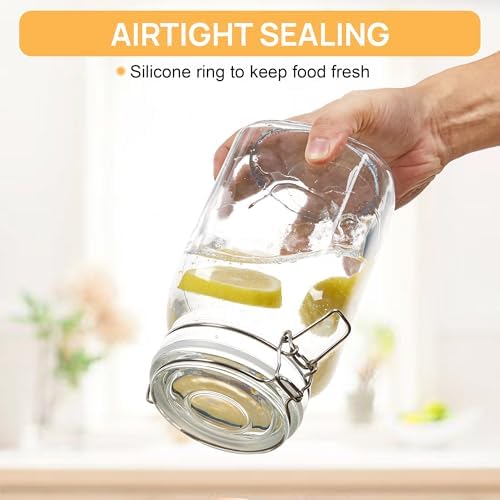 CHEFSTORY 50oz Glass Food Storage Jars with Airtight Clamp Lids, 3 Pack