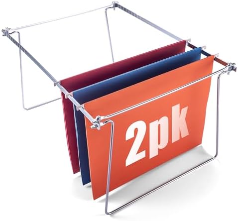 Officemate Hanging File Frame, Letter Size, Adjustable 14 to 18-Inches, 2 Count (Pack of 1),Silver, 91990
