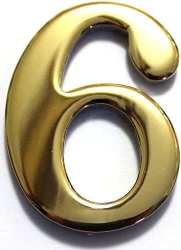 2" Solid Brass Mailbox Number #6 / Better Box Mailboxes Two Inch Tall Numbers with 3M Peel and Stick Auto Grade Adhesive - Clear Coat Sealed