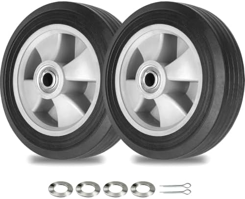 AR-PRO 2-Pack 8" x 2" Solid Run-Flat Replacement Tire with 5/8" Axle & 2" Offset Hub for Hand Trucks Wheelbarrows Dollies Trolleys – Heavy-Duty