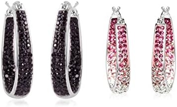Shop LC Crystals Inside Out Hoop Hoops Earrings Platinum Plated Fashion Jewelry Unique Birthday Gifts for Women