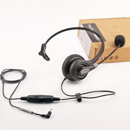 Arama Cordless Phone Headset with Microphone, 2.5mm Jack Telephone Headset for Office Landline, Noise-Cancelling Mic & Volume Control, Wired Headphones Compatible with Panasonic AT&T Vtech Uniden